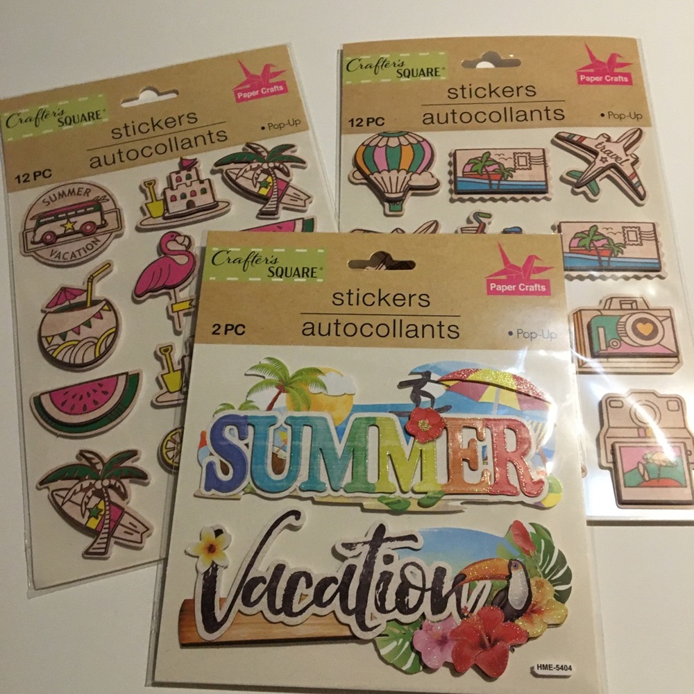 Crafters square vacation stickers set scrapbook, planner